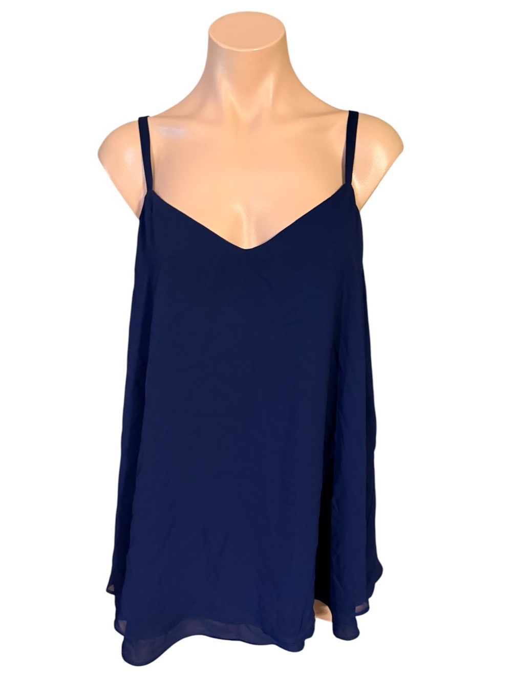 Torrid Womens 1X Navy Blue Sophie Chiffon Double Layer Swing Cami Tank Top NWT